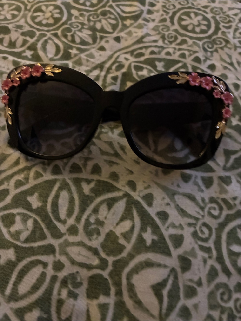 Black Floral Accent Women's Sunglasses
